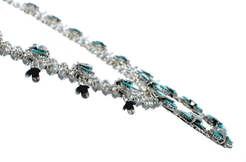 Effie Calavaza Zuni Turquoise Snake Squash Blossom Necklace Set SN20284